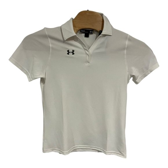 Under Armour  Heatgear  PERFORMANCE TEAM WOMEN'S POLO‎ T-shirt Top White Size M - Picture 1 of 14